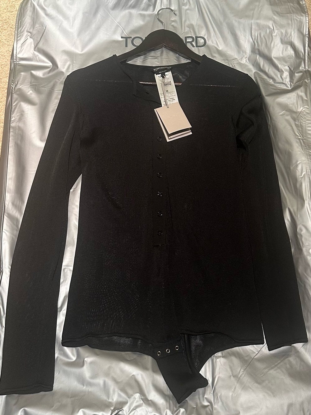 Tom Ford Black Button-Front Women’s Bodysuit Top